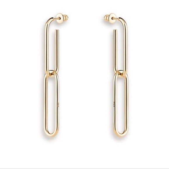 14K Gold Plated Rhinestone Crystal Paper Clip Earrings